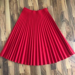 Vintage Red Pleated Skirt
